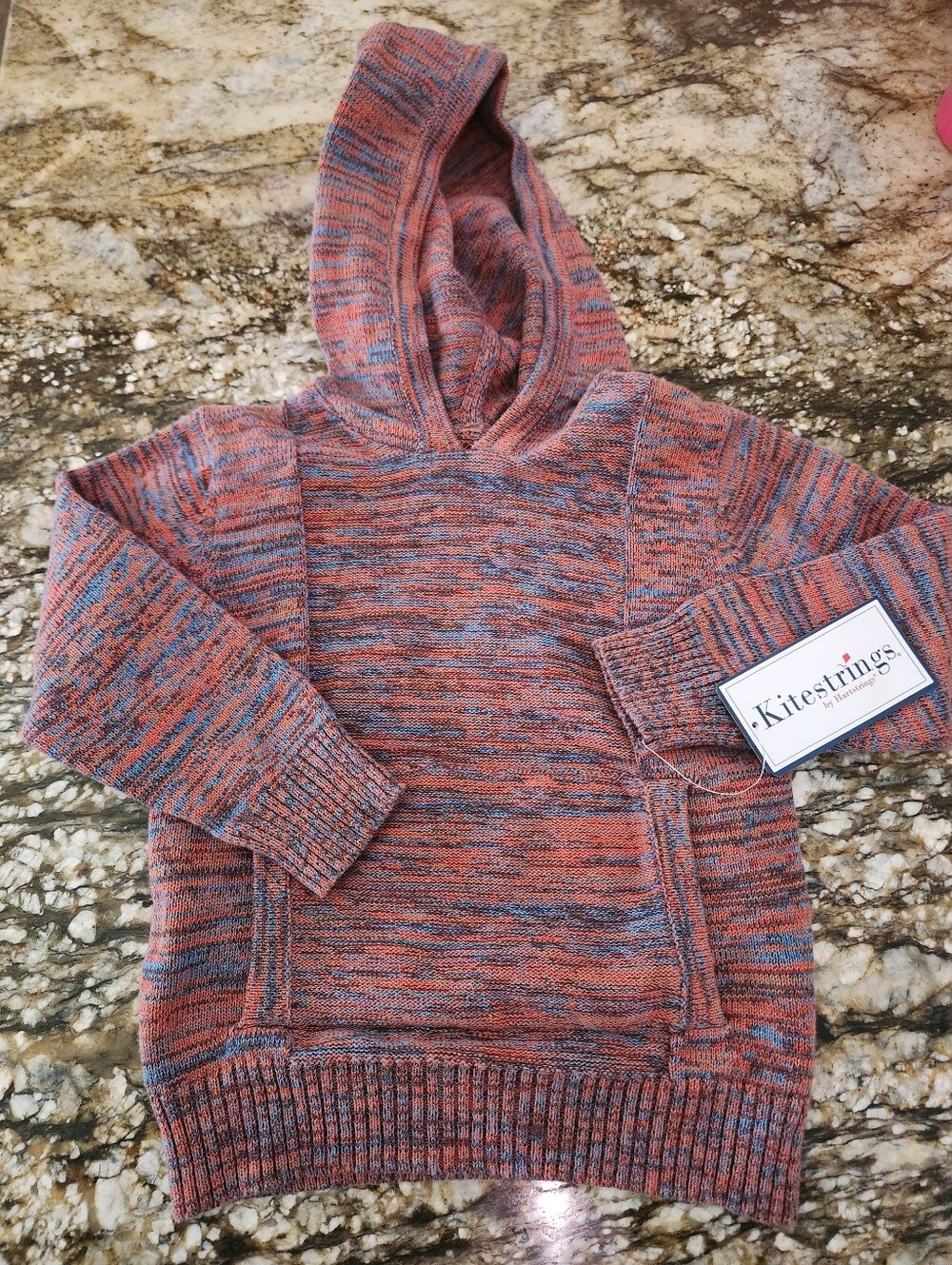 Kitestrings Kids Marled Orange & Blue Hooded Sweater